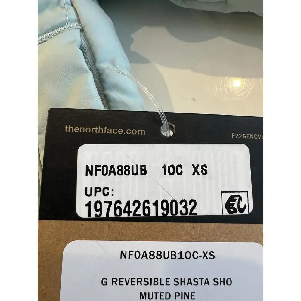 $160 The North Face Reversible Shasta Short Parka Jacket Girls XS(6) Muted Pine